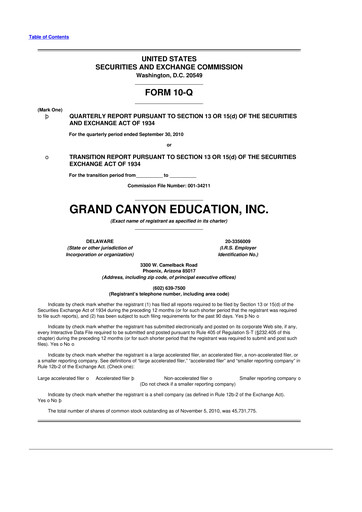 Thumbnail Grand Canyon Education 10-Q Quarterly Report FY 
