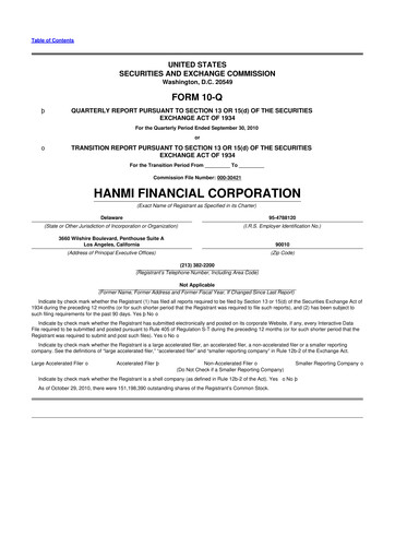 Vorschaubild Hanmi Financial 10-Q Quartalsbericht  