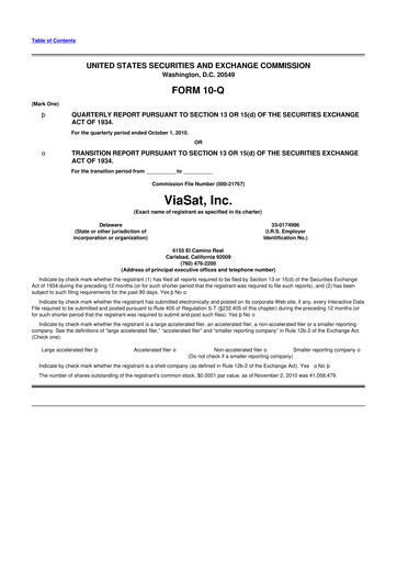 Thumbnail ViaSat 10-Q Quarterly Report FY2011 