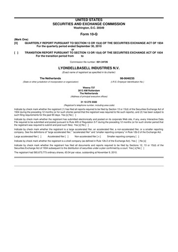 Thumbnail LyondellBasell 10-Q Quarterly Report FY 