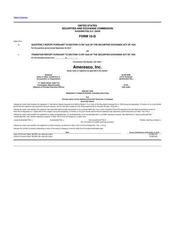 Miniature Ameresco
 10-Q Rapport trimestriel  