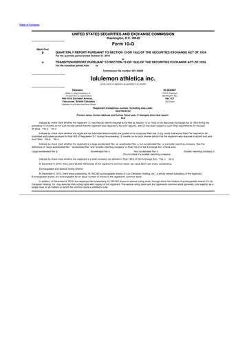 Thumbnail lululemon athletica 10-Q Quarterly Report FY2011 