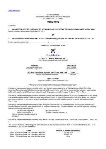 Thumbnail Constellation Brands 10-Q Quarterly Report FY2011 