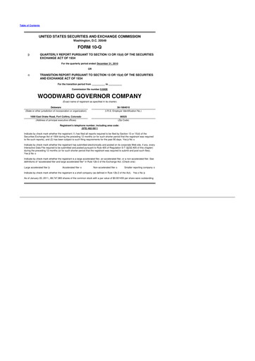 Thumbnail Woodward 10-Q Quarterly Report FY2011 