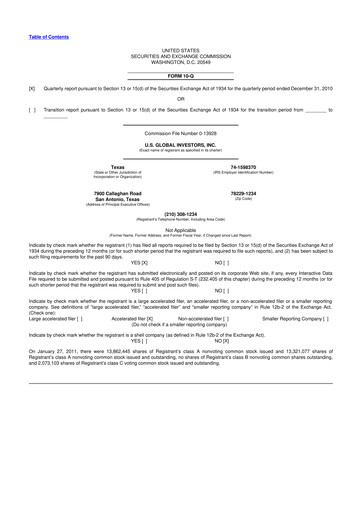 Thumbnail U.S. Global Investors 10-Q Quarterly Report FY 