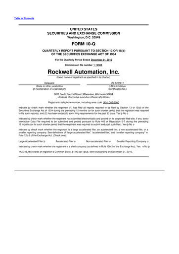Thumbnail Rockwell Automation
 10-Q Quarterly Report FY2011 