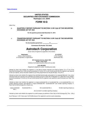 Thumbnail Astrotech 10-Q Quarterly Report FY 