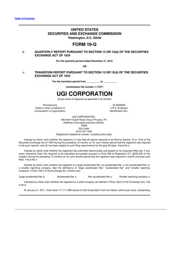 Thumbnail UGI Corporation
 10-Q Quarterly Report FY2011 