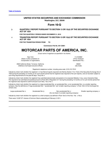 Thumbnail Motorcar Parts of America 10-Q Quarterly Report FY 