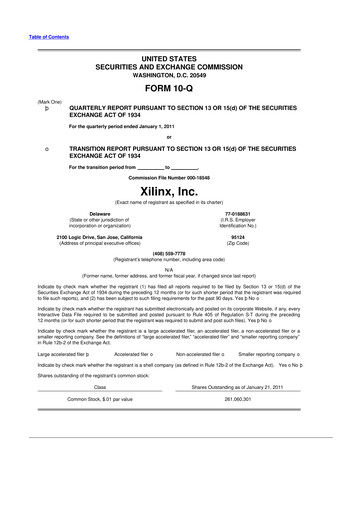 Thumbnail Xilinx 10-Q Quarterly Report FY2011 