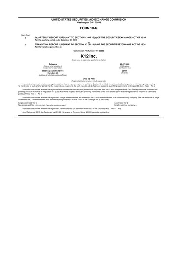 Miniature Stride (K12 Education)
 10-Q Rapport trimestriel  
