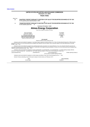 Thumbnail Atmos Energy 10-Q Quarterly Report FY2011 