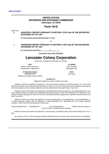 Thumbnail The Marzetti Company 10-Q Quarterly Report FY2011 