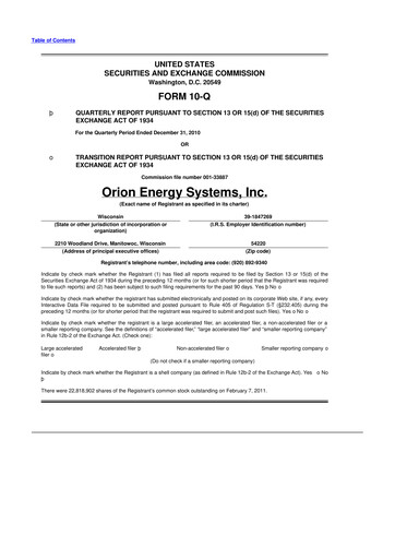 Vorschaubild Orion Energy Systems
 10-Q Quartalsbericht  