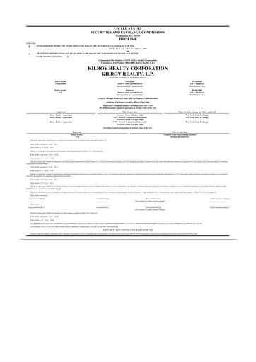 Thumbnail Kilroy Realty 10-K Annual Report 2010