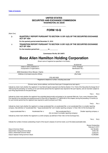 Thumbnail Booz Allen Hamilton
 10-Q Quarterly Report FY 
