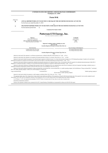 Thumbnail Patterson-UTI Energy 10-K Annual Report 2010