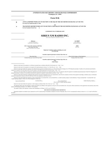 Thumbnail Sirius XM 10-K Annual Report 2010