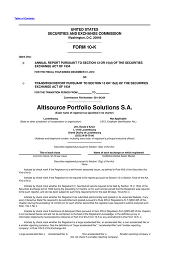 Thumbnail Altisource Portfolio Solutions
 10-K Annual Report 