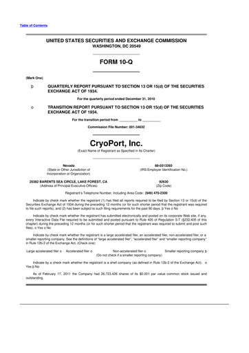 Thumbnail CryoPort 10-Q Quarterly Report FY 
