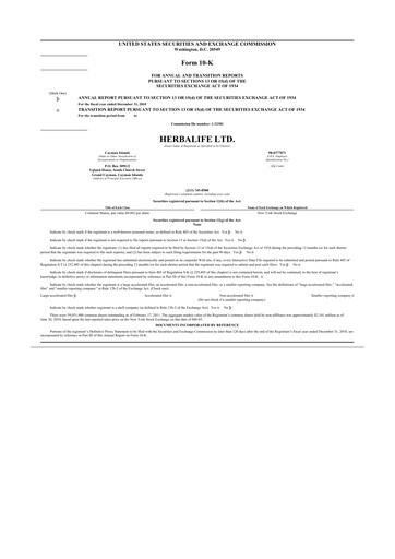 Thumbnail Herbalife 10-K Annual Report 2010