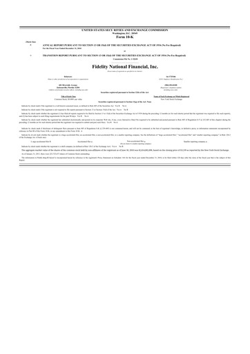 Thumbnail Fidelity National Financial
 10-K Annual Report 2010
