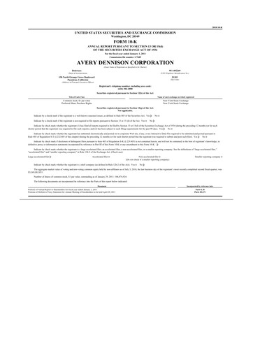Miniature Avery Dennison
 10-K Rapport annuel 2010