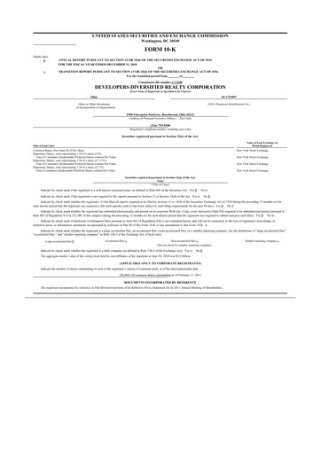 Thumbnail SITE Centers
 10-K Annual Report 2010