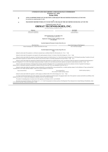 Thumbnail Ormat Technologies
 10-K Annual Report 2010