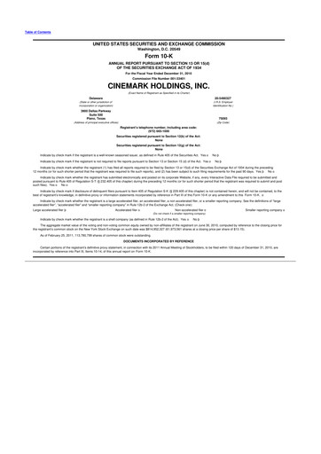 Thumbnail Cinemark Theatres
 10-K Annual Report 