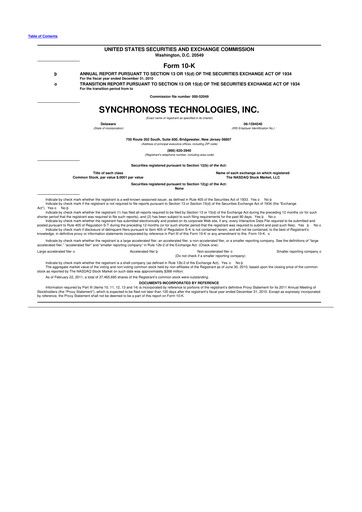 Thumbnail Synchronoss Technologies 10-K Annual Report 