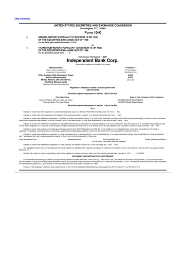 Thumbnail Independent Bank Corp. 10-K Annual Report 