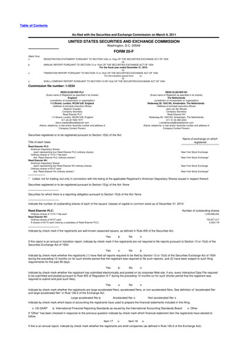 Miniature RELX 20-F Rapport annuel 