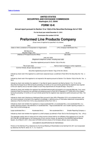 Vorschaubild Preformed Line Products 10-K Jahresbericht 
