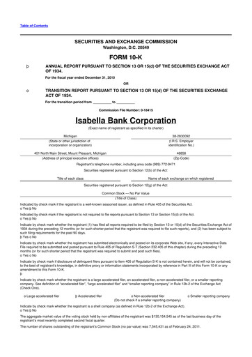 Vorschaubild Isabella Bank Corporation 10-K Jahresbericht 