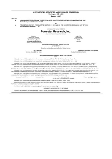 Thumbnail Forrester Research
 10-K Annual Report 