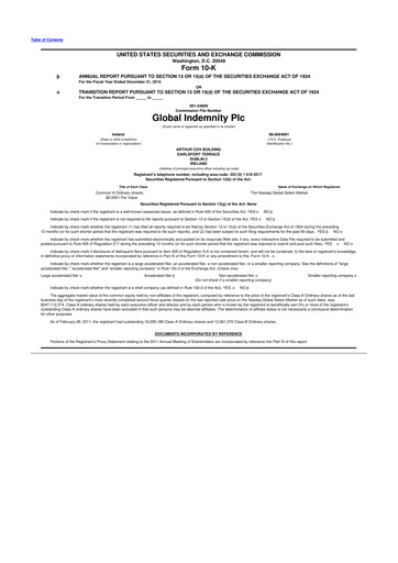 Thumbnail Global Indemnity 10-K Annual Report 