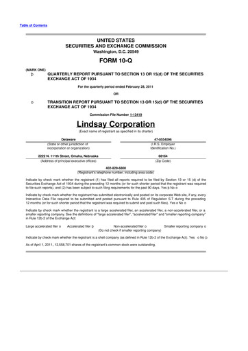 Thumbnail Lindsay Corporation
 10-Q Quarterly Report FY 