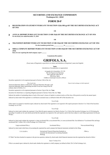 Thumbnail Grifols 20-F Annual Report 