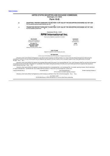 Thumbnail RPM International
 10-Q Quarterly Report FY2011 