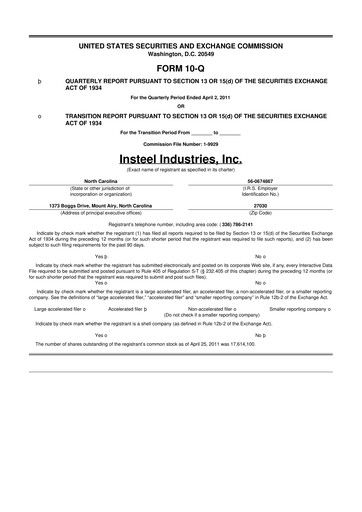 Vorschaubild Insteel Industries 10-Q Quartalsbericht  