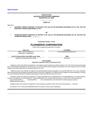 Thumbnail Flowserve
 10-Q Quarterly Report FY2011 