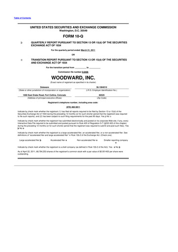 Thumbnail Woodward 10-Q Quarterly Report FY2011 