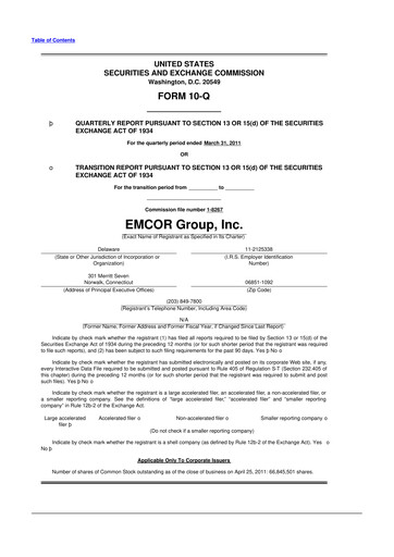 Thumbnail Emcor 10-Q Quarterly Report FY2011 