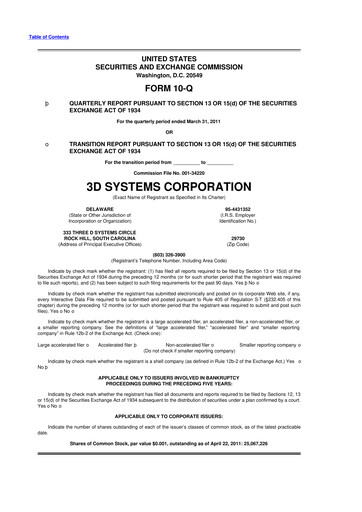 Vorschaubild 3D Systems 10-Q Quartalsbericht  