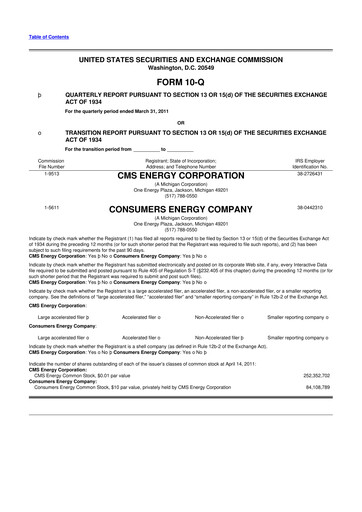 Thumbnail CMS Energy
 10-Q Quarterly Report FY2011 