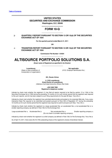 Vorschaubild Altisource Portfolio Solutions
 10-Q Quartalsbericht  