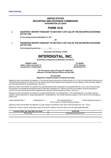 Thumbnail InterDigital
 10-Q Quarterly Report FY2011 