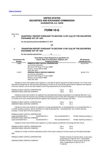 Thumbnail Pinnacle West Capital
 10-Q Quarterly Report FY 