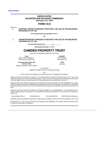 Thumbnail Camden Property Trust
 10-Q Quarterly Report FY2011 